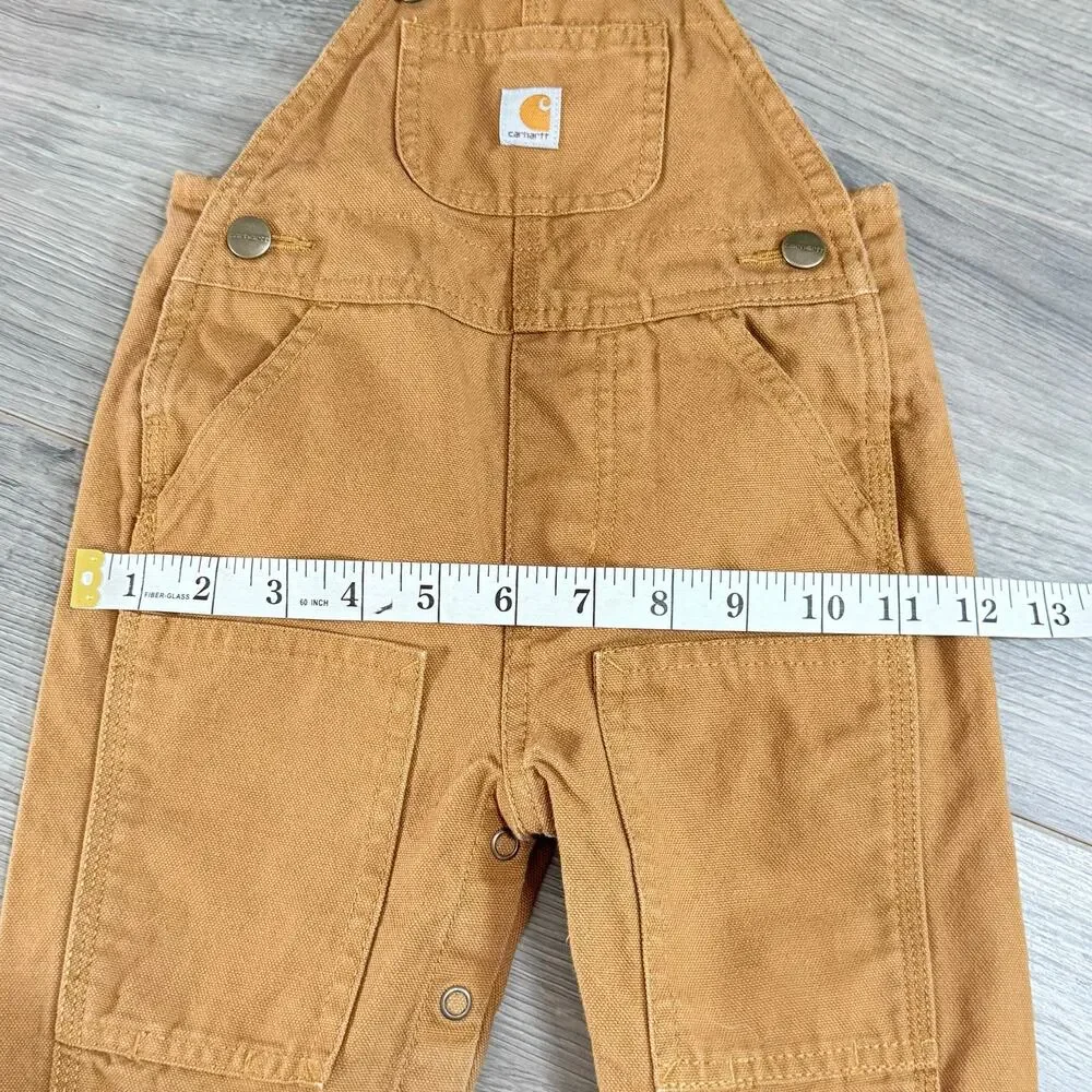 Carhartt Canvas Bib Overalls Size 6 mos. Double Knee Snap Crotch Play Mini Me